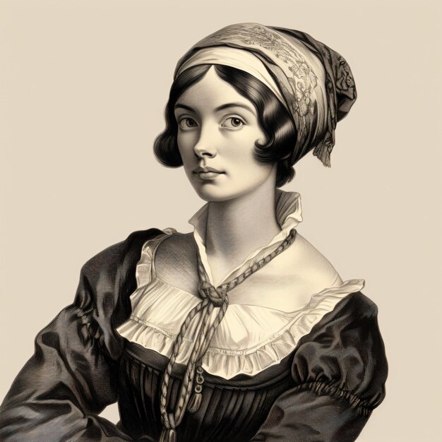 a woman in a dress and a turban