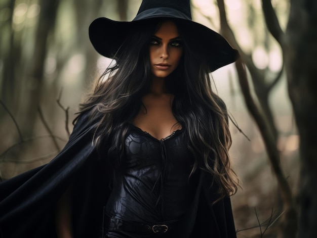 Фото Женщина в костюме ведьмы на хэллоуин