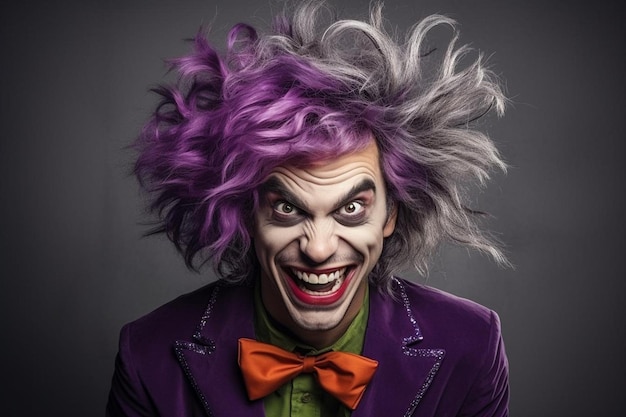 Woman dressed as joker and funny hair