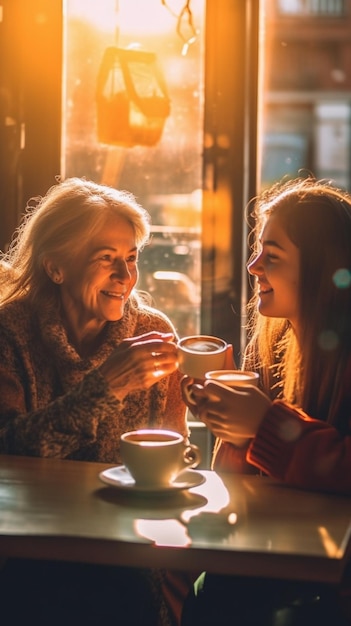 Photo woman drink a cup of coffee