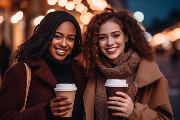 Photo woman drink a cup of coffee