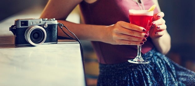 Woman Drinking Cocktail Rest Relaxation Concept