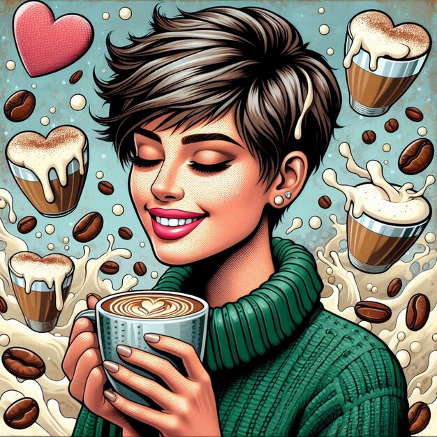 woman drinking coffee