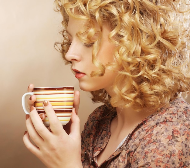 Woman drinking coffee