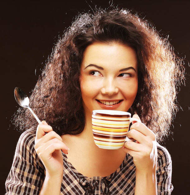 Woman drinking coffee