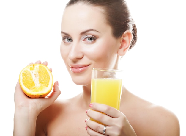 Woman drinking orange juice