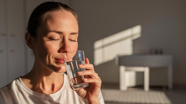 Photo woman drinking water