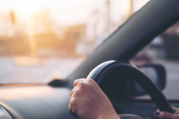 woman driving a car