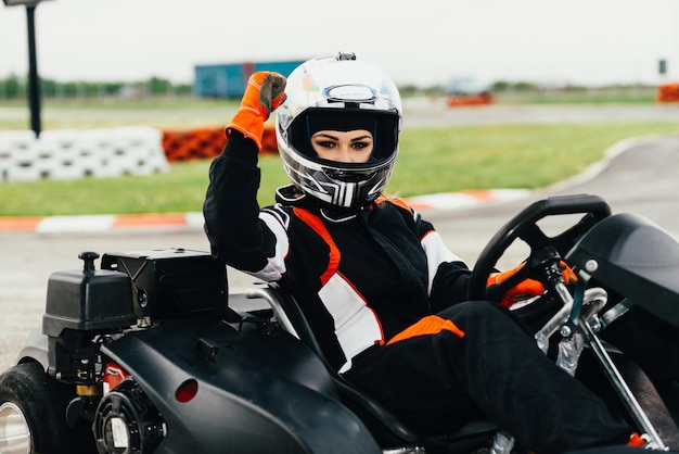 Woman driving gocart