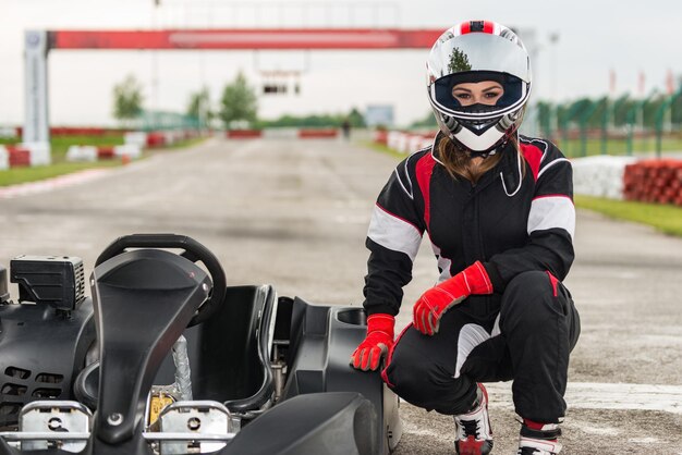 Woman driving gocart