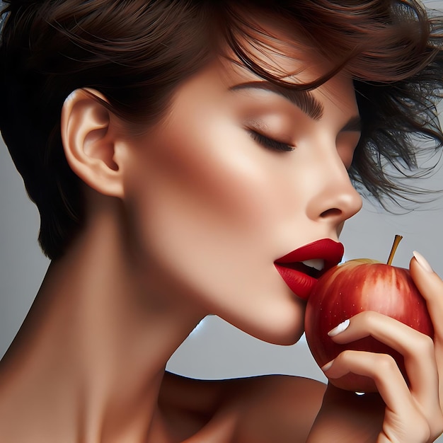 woman eating a apple