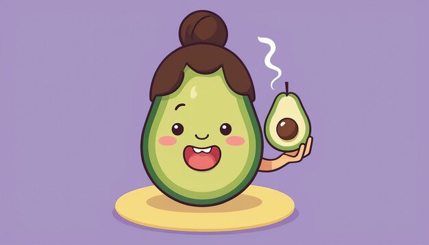 Photo woman eating avocado a vector illustration in modern flat style