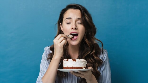 ケーキを食べている女性