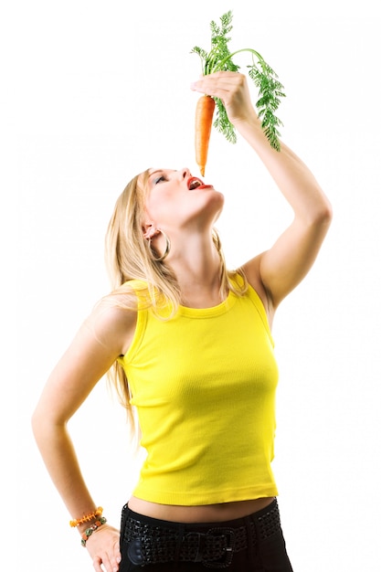 woman eating carrot