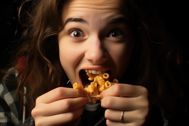 Woman eating closeup