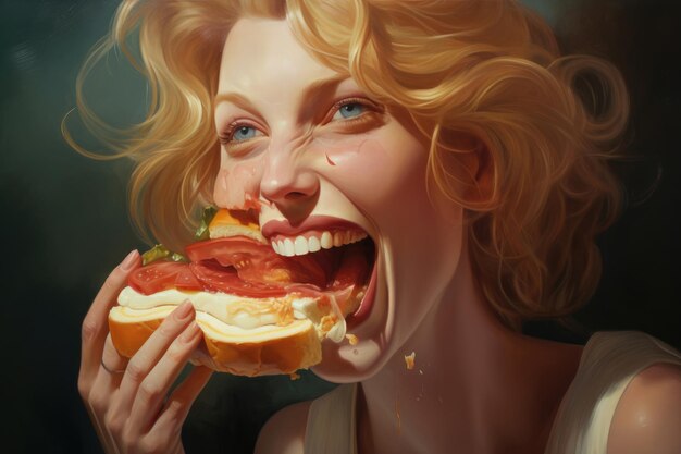 Woman eating closeup