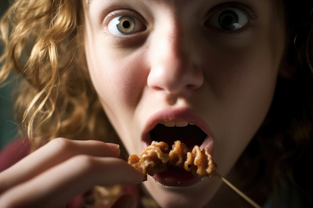 写真 クローズアップを食べる女性