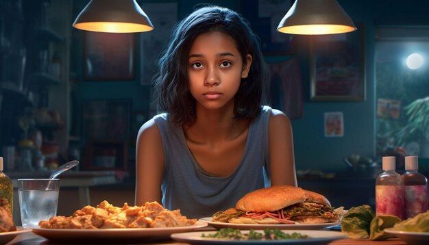 Photo a woman eating food