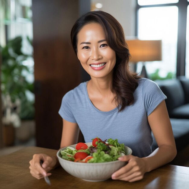 Photo a woman eating food