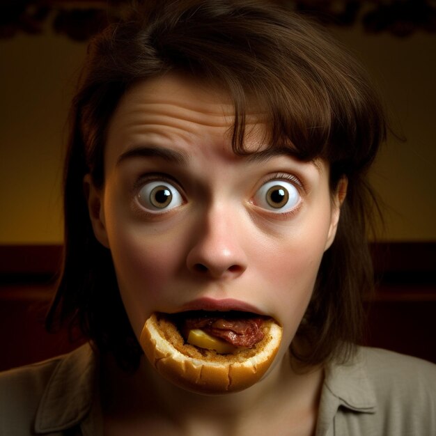 Photo a woman eating food