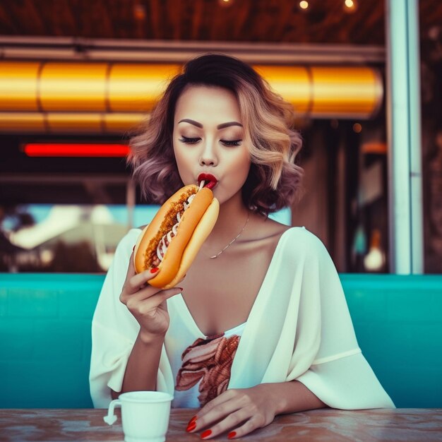 a woman eating food