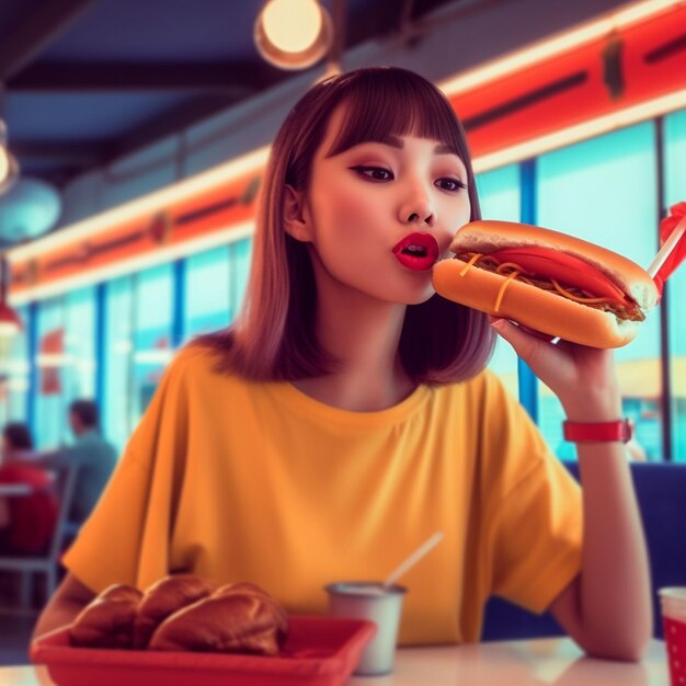 a woman eating food