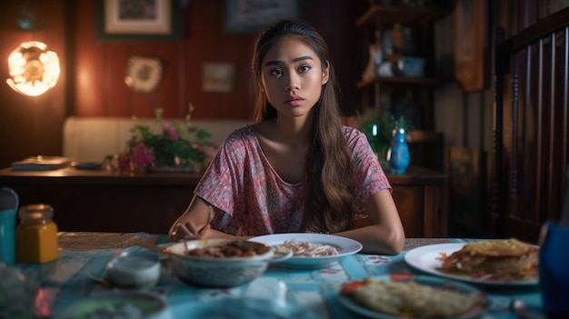 Photo a woman eating food