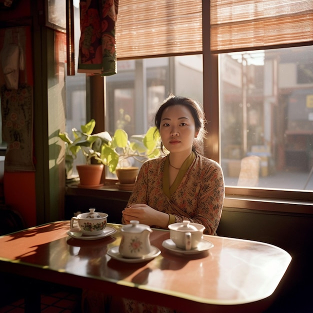 食べ物を食べている女性