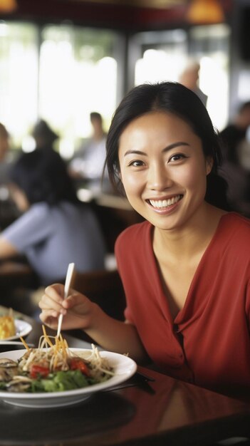 Photo a woman eating food