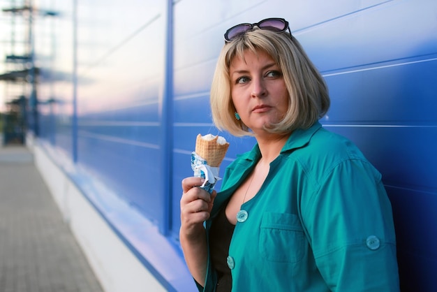 Woman eating ice cream