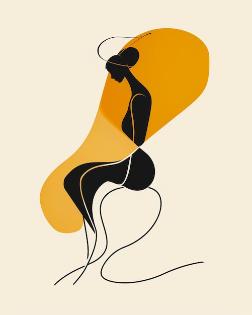 woman elegant body art illustration