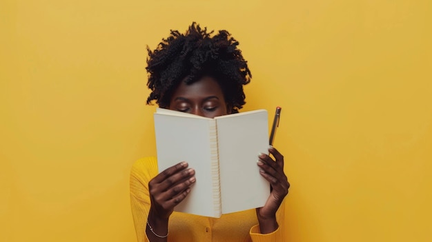 woman engrossed in reading book