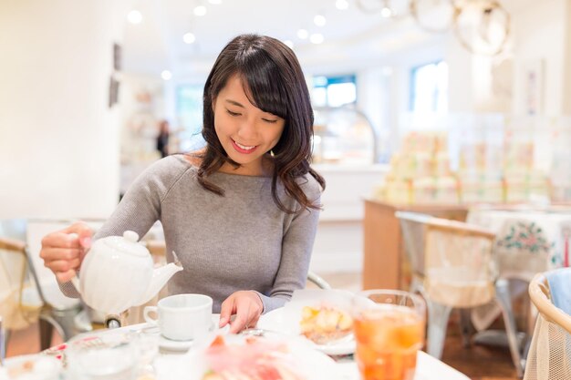 Woman enjoy her tea time