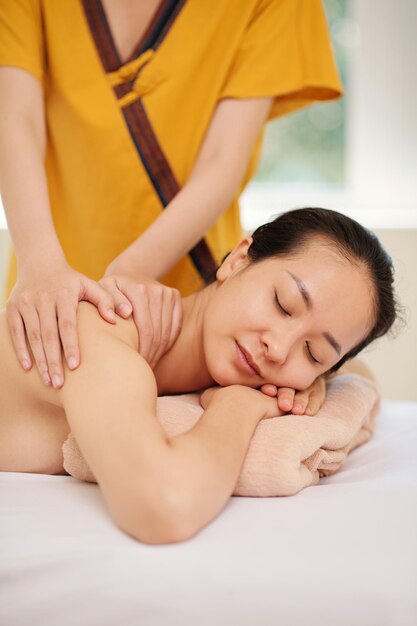 Woman Enjoying Back Massage