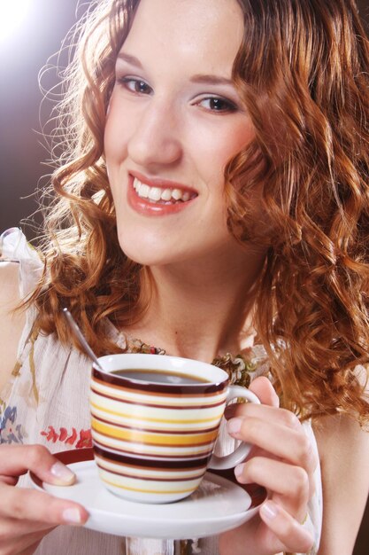 Woman enjoying coffee time