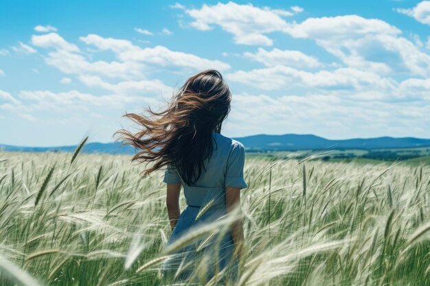 Woman Enjoying Freedom in a Green Field