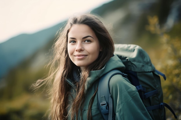 写真 ハイキングを楽しむ女性 旅行観光客 gen ai