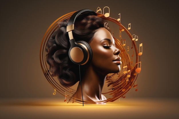 Woman Enjoying Music in headphones