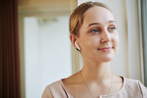 Woman Enjoying Music Portrait