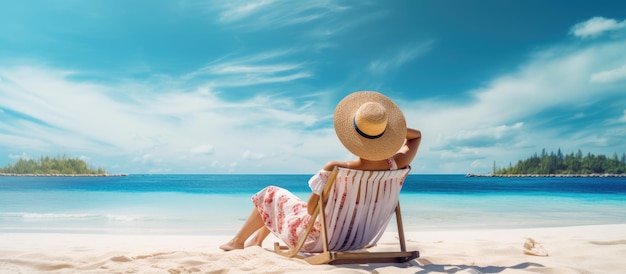 Woman enjoying a relaxing beach vacation