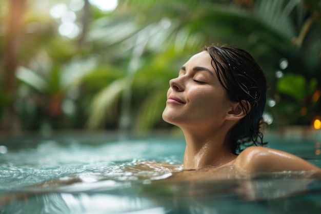 Woman Enjoying Spa Pool For Relaxation And Rejuvenation