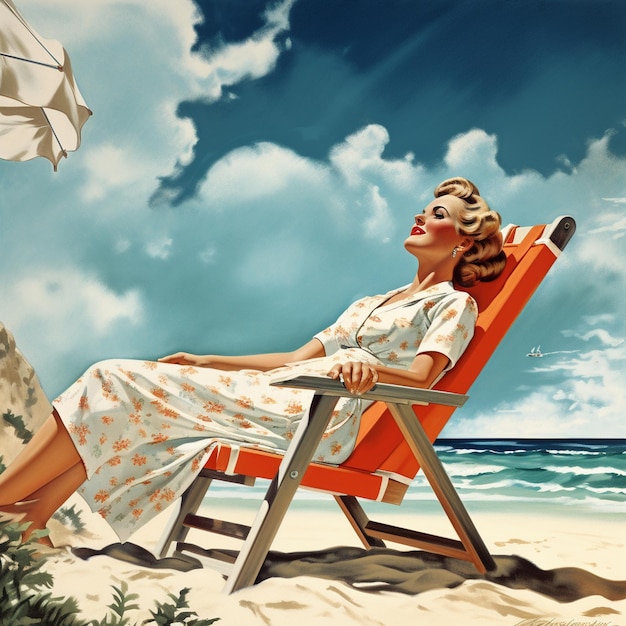 Photo woman enjoying sunbathing at beach