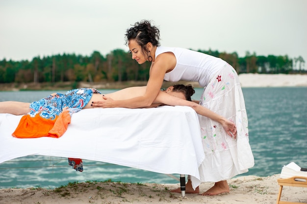 Woman enjoying traditional Thai massage