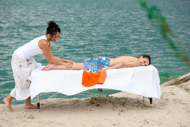 Woman enjoying traditional Thai massage