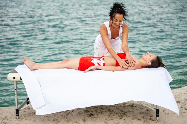 Woman enjoying traditional Thai massage