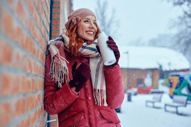 Woman enjoying a winter day outdoors