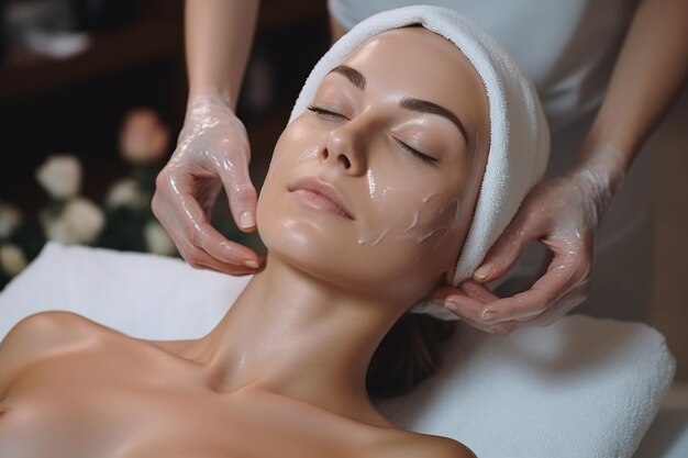 A woman enjoys beauty spa treatment