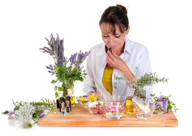 woman and essential oils