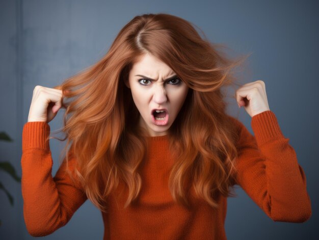 Photo woman of european appearance who appears to be furious