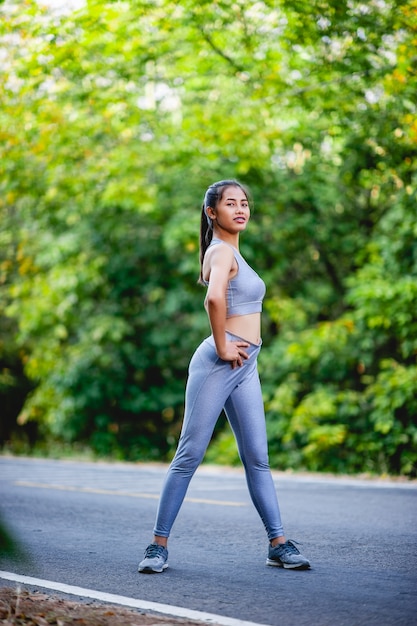 Woman exercise happily for good health